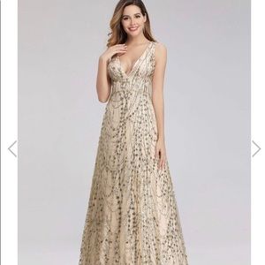 Ever-Pretty Gold A-Line dress Size 14